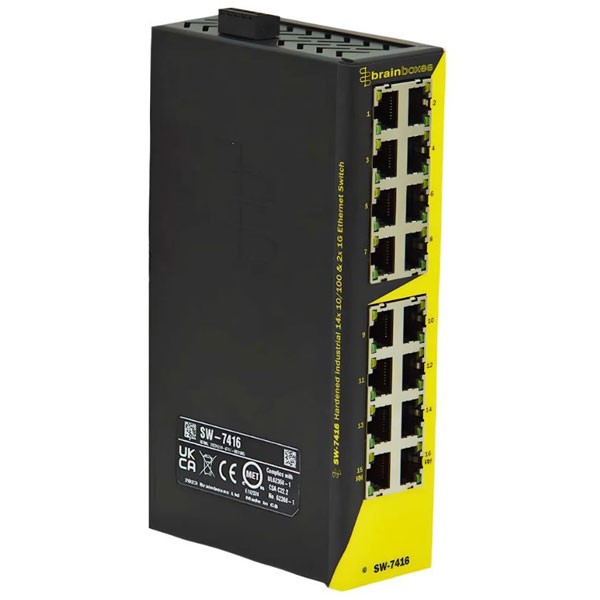 Brainboxes Hardened Industrial 14x 10/100 & 2x 1G Ethernet Switch