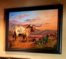 DAVID SWANTNER TEXAS ARTIST OIL PAINTING "LONE STAR STEER" 24 X 30 LONGHORN