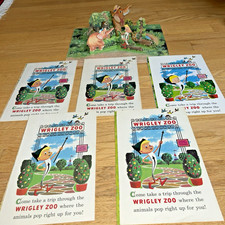 6 WRIGLEY GUM / WRIGLEY ZOO Animal Pop-Up Books ALL DIFFERENT - 1960s