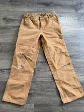 Carhartt Boys Pants Size 14 Brown Canvas Loose Fit Cotton Workwear