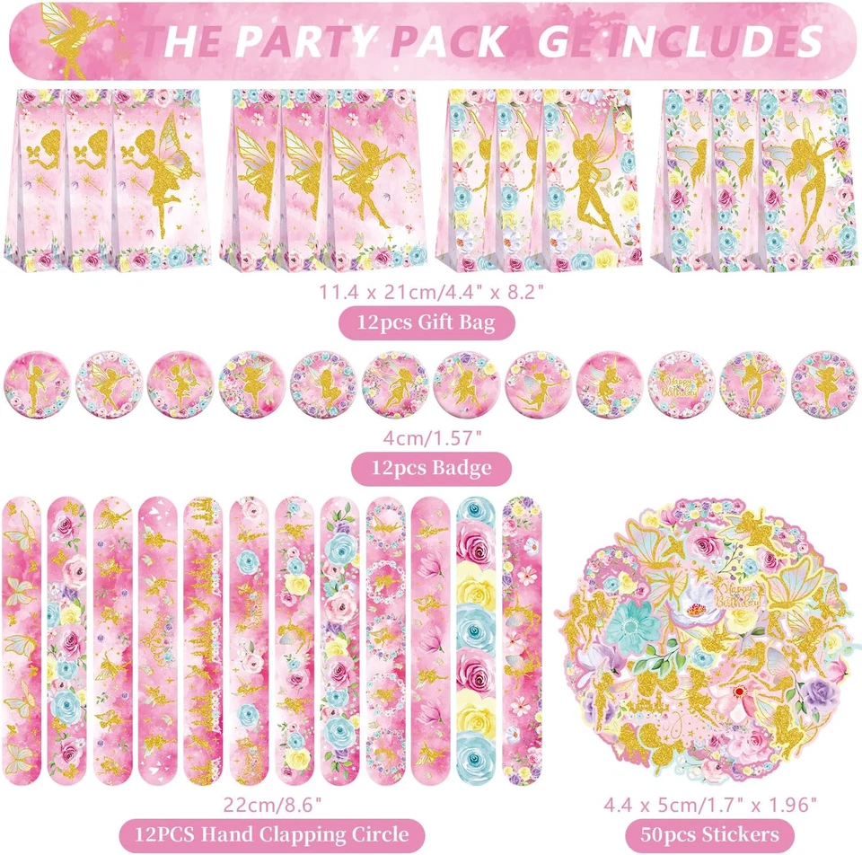 Juego de 122 piezas de favores de fiesta de hadas, 50 pegatinas, 12 pegatinas de montaje, insignia de 12 botones Foto 2 de 4