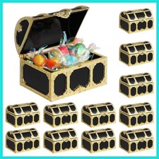 12 Pieces Treasure Chest Party Favor Box 2.95 in Mini Treasure Chest Gold Vin...