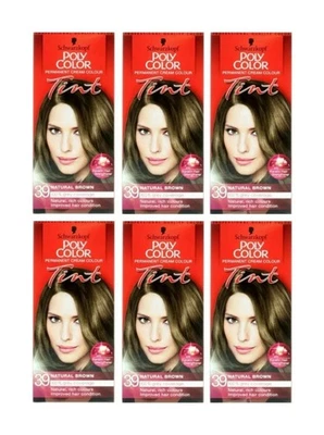 6X Schwarzkopf Poly Hair Color Permanent Cream Colour Tint 39 Natural Brown