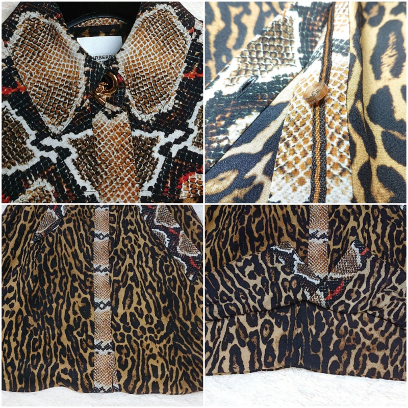 Burberry 100% Silk Python×Leopard Pattern Shirt D… - image 4