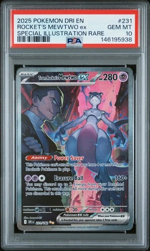 2025 POKEMON DRI EN-DESTINED RIVALS #231 TEAM ROCKET'S MEWTWO EX PSA 10