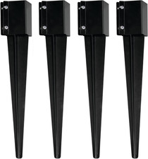 4 Pack 24'' Fence Post Anchor Ground Spike Metal Black Powder Coated 24 X 4 X 4