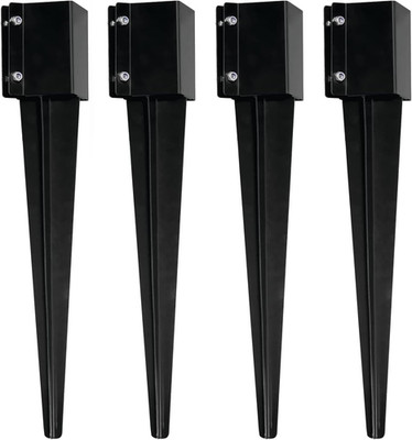 4 Pack 24'' Fence Post Anchor Ground Spike Metal Black Powder Coated 24 X 4 X 4
