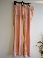 Y2k Juicy Couture Terry Cloth Flare Pants Pink Snap Back Pockets S. T Mi USA