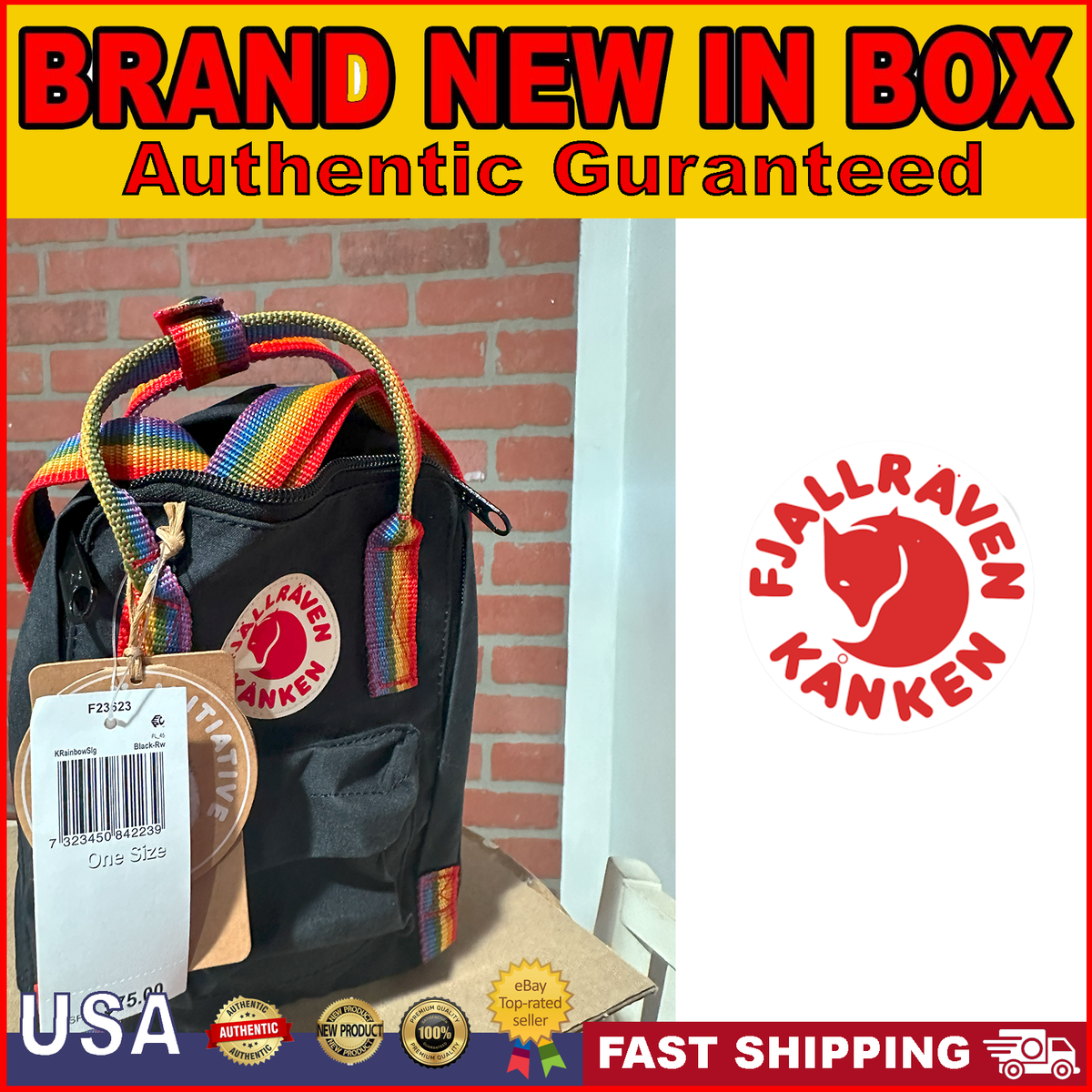 Nken Mini Kanken Bag Kanken Mini Rainbow Black Fjallraven