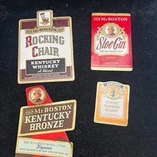 OLD MR. BOSTON WHISKEY  LOT OF 4  VINTAGE LABELS