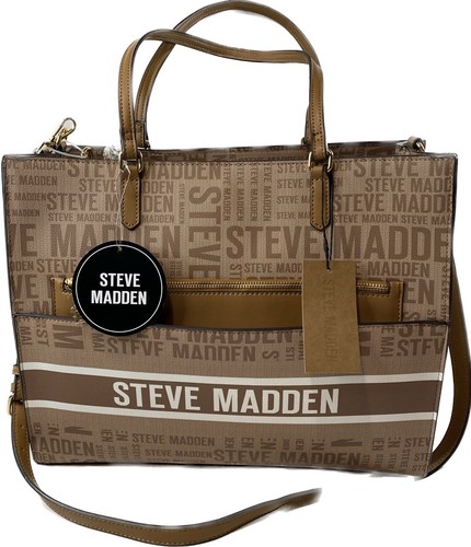 Steve Madden Tote Purse Bag With Pouch Shoulder Crossbody Light Brown New - Picture 3 of 5