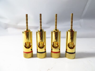 4 Pcs Banana Plug Audio Speaker Cable Wire Connector Pin Screw 24K Gold Plated