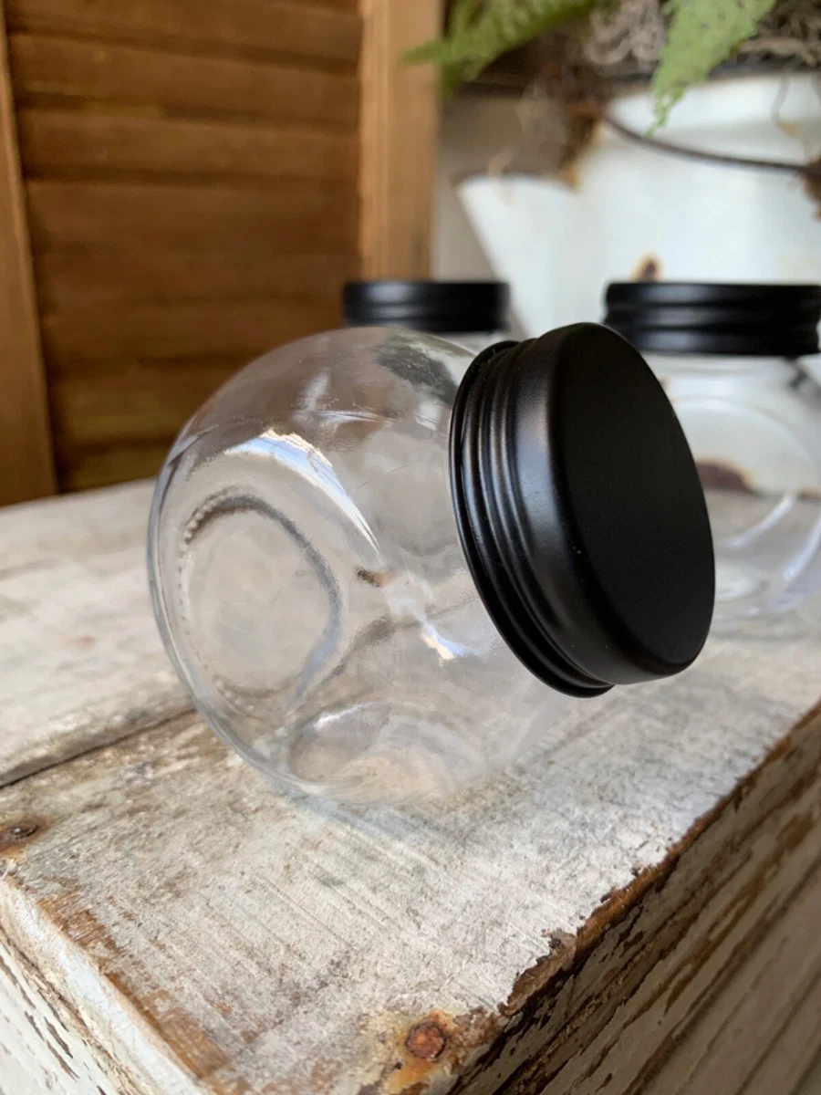 Glass Canisters with Matte Black Lids