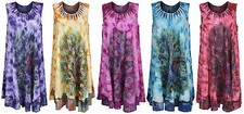 Womens Ladies Plus Size Sleeveless Tie-dye Beach Summer Sundress Peacock 12-26