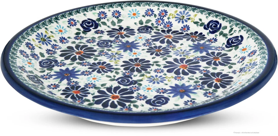 Bunzlauer Keramik flacher Essteller Teller Speiseteller Ø24,8 cm Dekor DU126