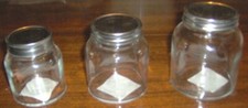 rOund CLEAR GLASS Storage JAR Polished Metal Lid CHOOSE 3" 3.5" 4" Jars Canister