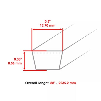 1/2'' x 88'' Deck Belt for MTD Cub Cadet Troy-Bilt 690-500-0009 B1131290 B1144200