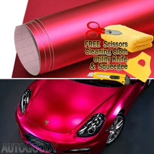 24" x 60" Satin Matte Chrome Metallic Red Vinyl Film Wrap Sticker Bubble Free