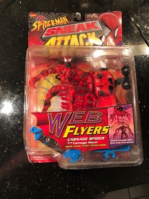 1997 Spiderman Sneak Attack Web Flyers Carnage Spider & Carnage Racer New Wear