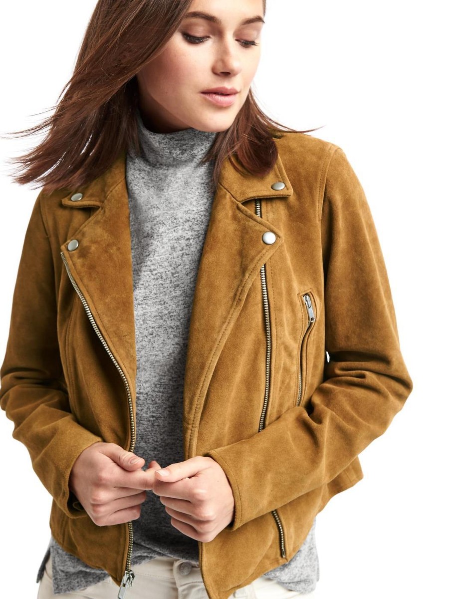 NWT GAP Suede Leather Moto Jacket, Camel, sz S | eBay