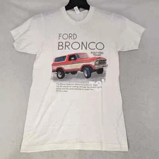 FORD VINTAGE BRONCO SHIRT Mens SMALL S WHITE CLASSIC 1978 4X4 RETRO Car Logo NWT