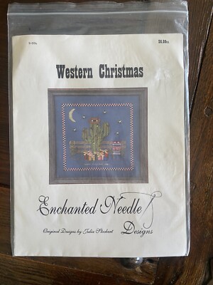 VTG Enchanted Needle Designs Western Christmas Cactus Tree Cross Stitch Pattern