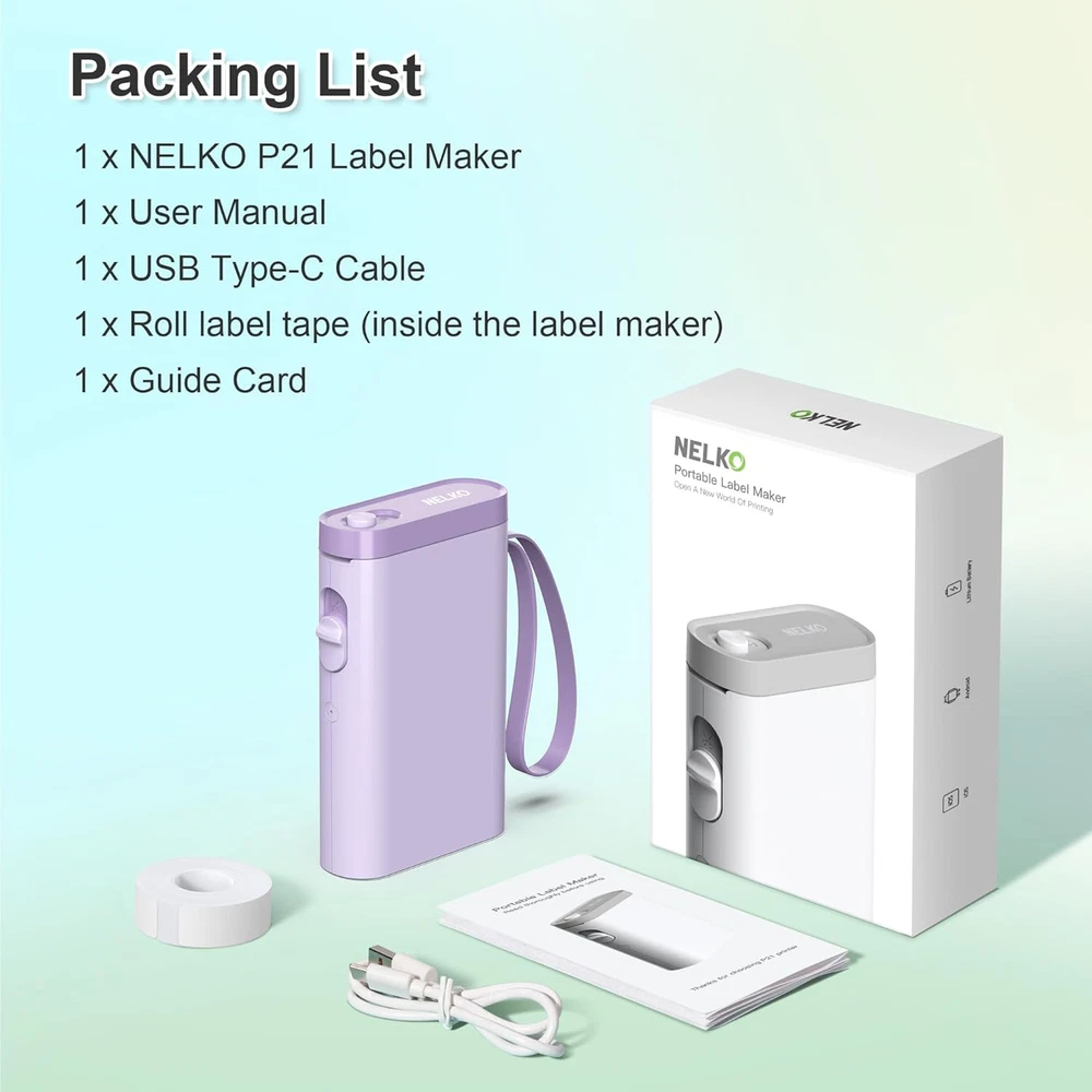 Bluetooth Label Maker P21 with Tape - Wireless Mini Portable Label Printer