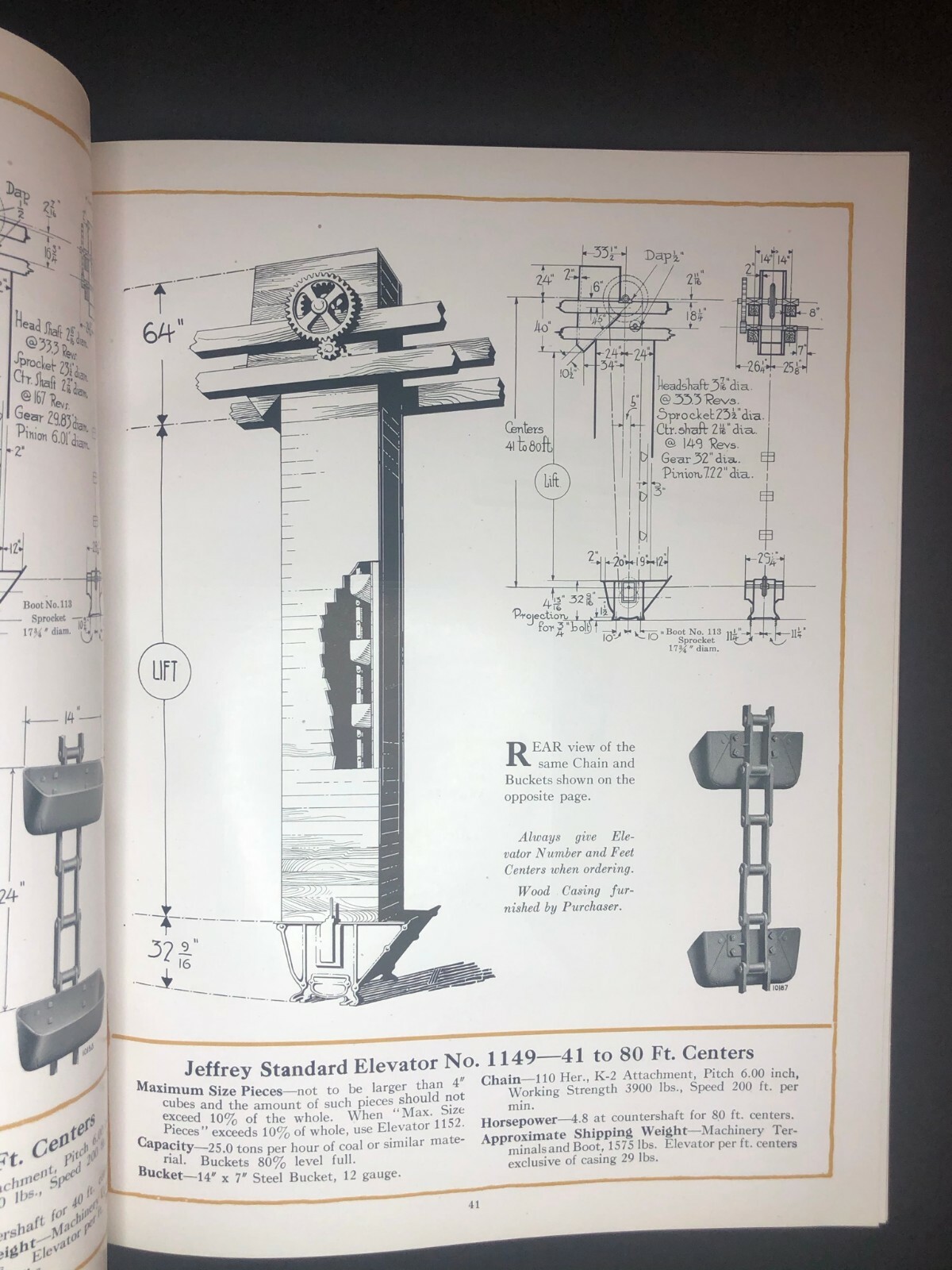 1919 88 pg. "Jeffrey Bucket Elevators" Product Catalog VGC