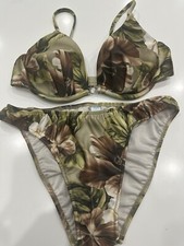 Venus Rare Floral Vintage U/W Logo Bikini Top C  Moderate Bottoms L