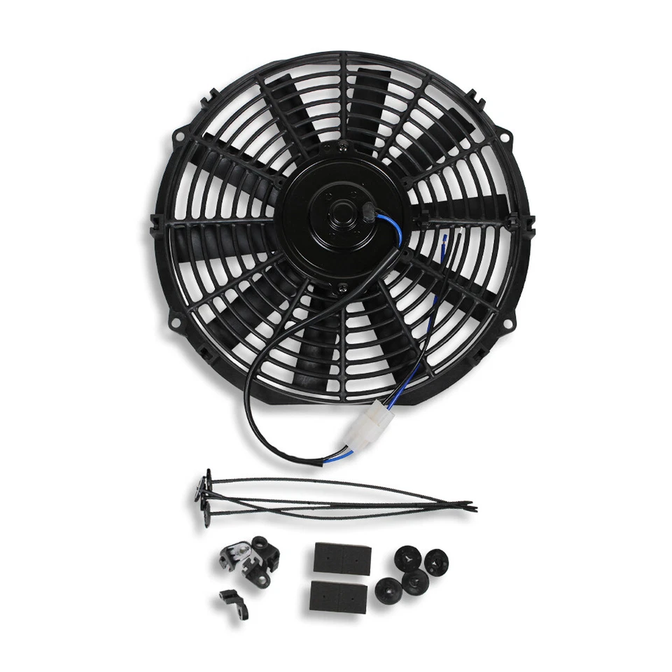 2 paquetes de ventiladores eléctricos de radiador de hoja recta de 10" de 12 V con kit de termostato Foto 3 de 4
