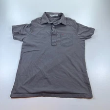 Criquet Polo Shirt Mens Medium Gray Organic Cotton Stretch Preppy Casual
