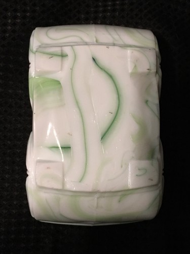 Vintage Akro Agate Green White Slag Glass Planter Bowl #657 - Glows In UV 365 - Picture 8 of 15