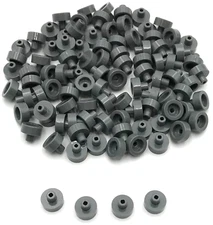 Lego 100 New Dark Bluish Gray Tiles Round 1 x 1 with Bar and Pin Holder Piece