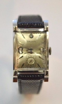 Montre Vintage Gruen Pour Femme - Mouvement Mécanique Automatique - Cadran Rectangulaire Cuir Noir