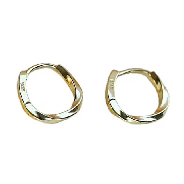 Pendientes de aro minimalistas de oro delicados para dama Huggie de 9 quilates 1,5 cm 925 Foto 2 de 4