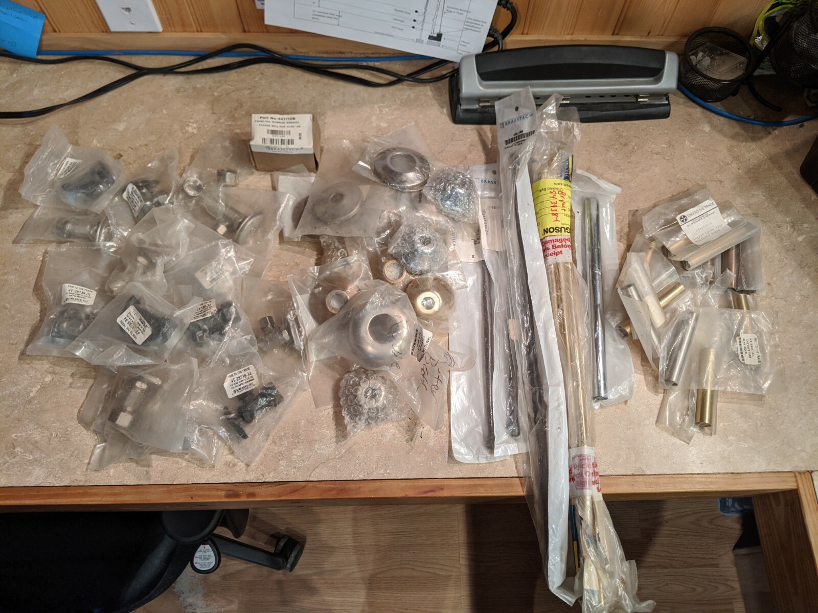 Lot of Plumbing Stops, Tube Covers, Supplies and Flanges - 56 items in packaging