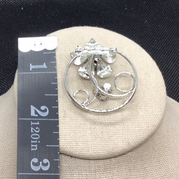 Vintage Silver Tone Costume Rhinestone Floral Pin A804 | eBay