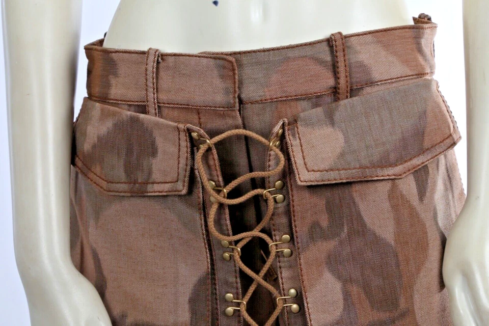 Pantalones Cortos de Denim Ikat Camuflados Bolsillo Con Cordones Talla 4 Foto 4 de 4