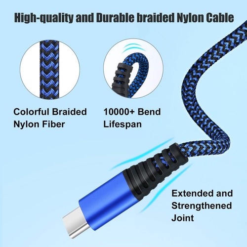 Costyle USB C Cable, 5 Pack 10ft Type C to A Male Charger Cable Braided Fast - 第 3/7 張圖片