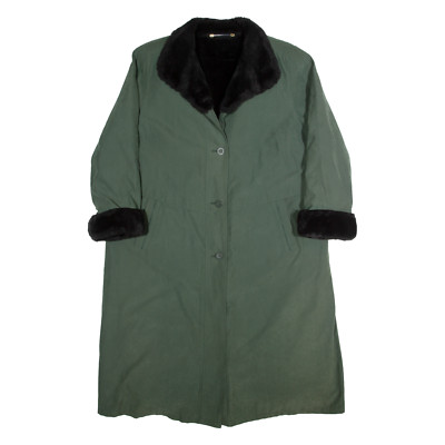 Vintage YOUR 6TH SENSE Sherpa gefütterter Damen Trenchcoat grün 90er L