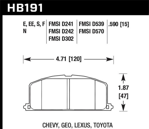 Hawk Front Disc Brake Pad Set Fits 1990-1991 Toyota Corolla DLX Blue 9012 Disc B - Picture 3 of 4