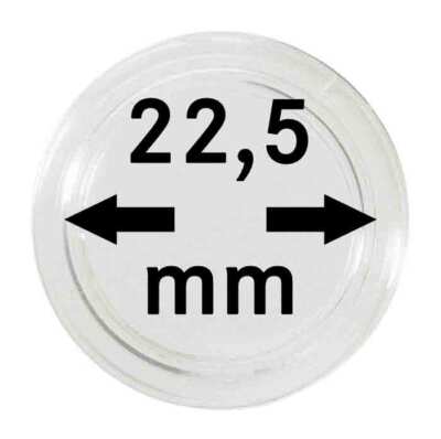 100 Lindner Coin Capsules 22.5 mm Clear with Rim 2251225