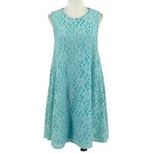 Everleigh Womens Dress Small Blue Sleeveless Shift Lace Zipper Back Lined