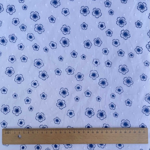 Bestickter Dobby 100 % Baumwolle gewebt Blumenmuster Sommer Schneiderei Stoff | pro Meter - Bild 13 von 25
