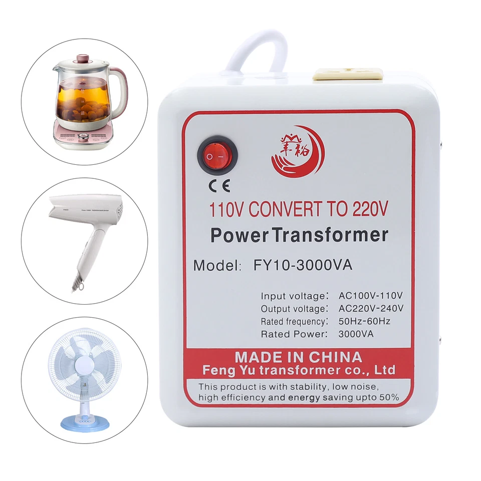 3000W Power Transformer Step Up Voltage Converter Adapter 110V-120V to 220V-240V - Image 3 of 4