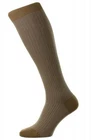 Pantherella Mens Fabian Cotton Fil D'Ecosse Over the Calf Socks - Light Khaki