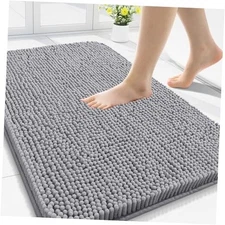  Bathroom Rugs 30x20, Extra Soft Absorbent Shaggy 30" x 20" Rectangular Grey