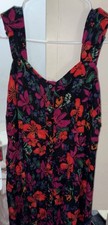 Ava Viv Womens Sundress 1X Multicolor Floral Print Button-Front Sleeveless