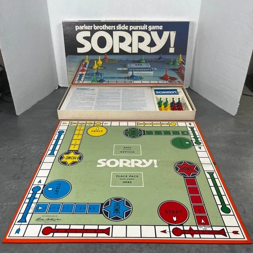 Vintage 1972 Sorry Board Game Parker Brothers Slide Pursuit Complete Retro 70s