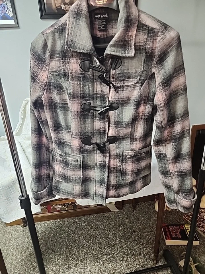 Abrigo Pink Abd Negro Cuadros Talla MED Foto 4 de 4